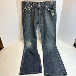 7 for All Mankind Women's Low Rise Bootcut Jeans Size 29 Distressed Cowboy